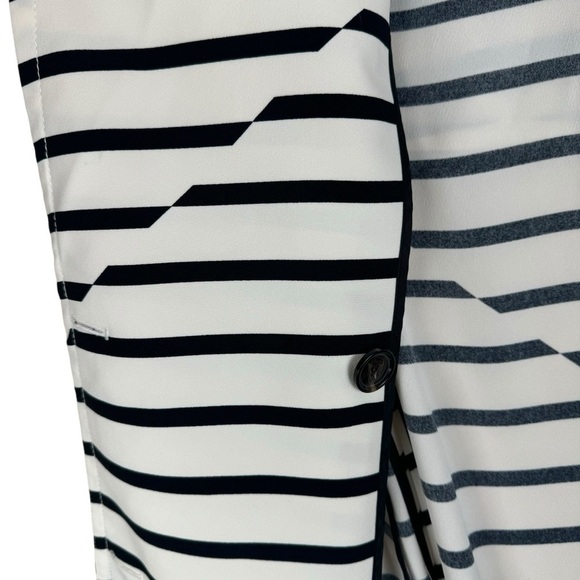 Madewell Women’s Parcel Striped Trench Coat Size XS Crepe White Black Collared - Picture 5 of 13